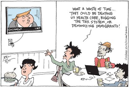 Political Cartoon U.S. Donald Trump impeachment Trump supporters immigration healthcare taxes