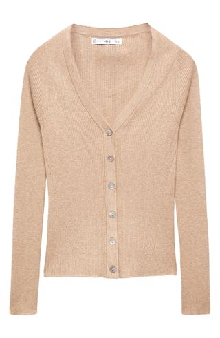 MANGO, V-Neck Rib Cardigan