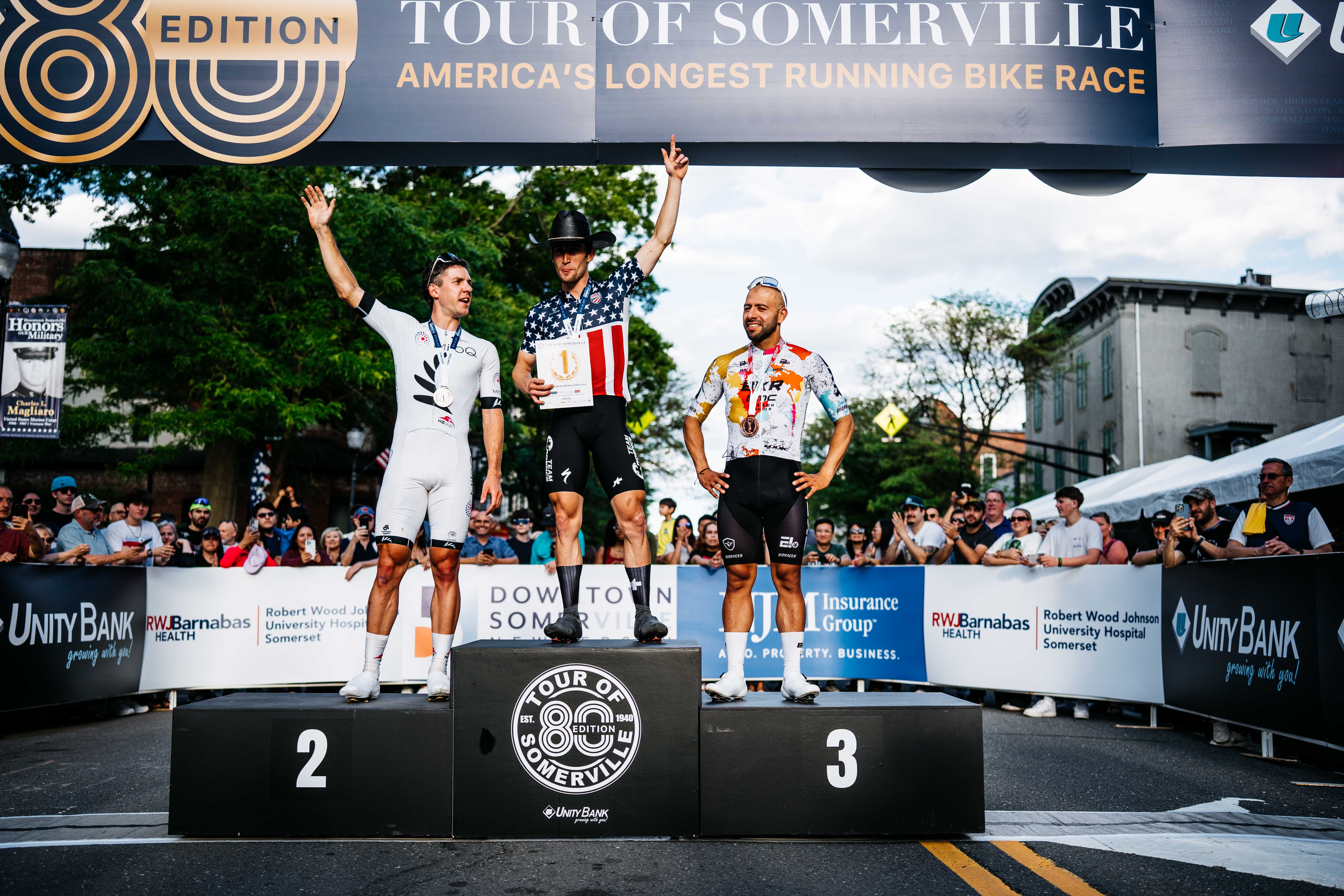Men's podium at 2025 Tour of Somerville
