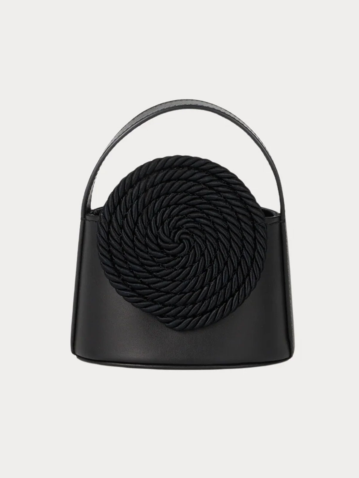 Black Mini Leather Bag With Passementerie Details