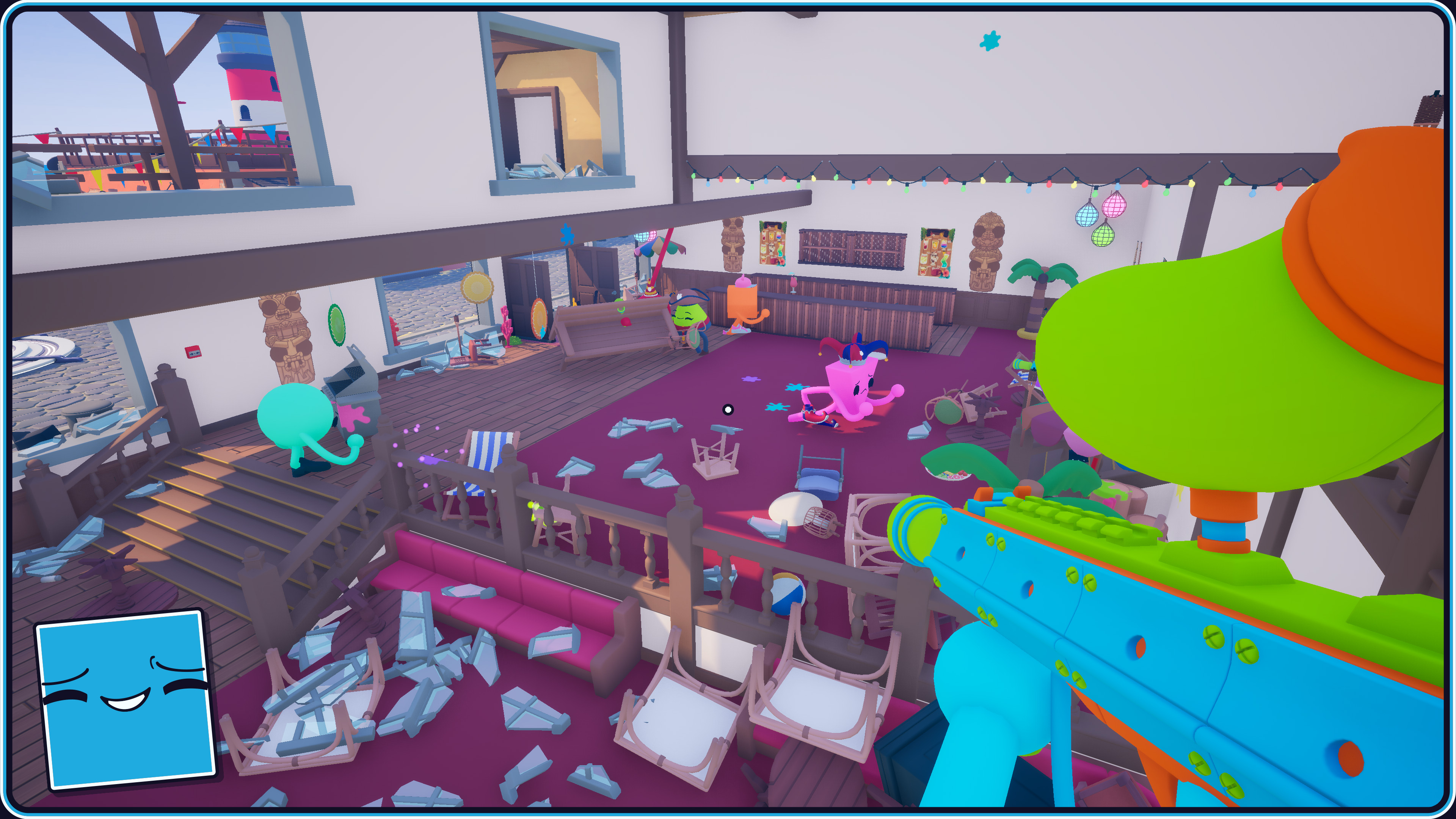 colourful blobs and one of them has a sniper rifle