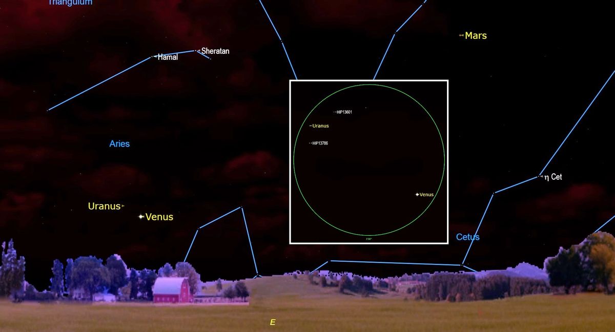 Spot Uranus near Venus in the predawn sky on Sunday
