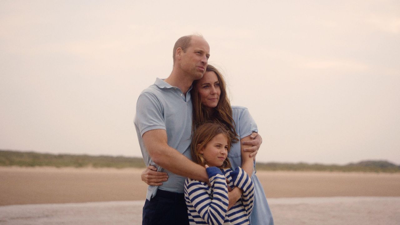 Handout photo provided by Kensington Palace of the Princess of Wales with the Prince of Wales and Princess Charlotte in a video issued to mark the end of Catherine&#039;s chemotherapy treatment