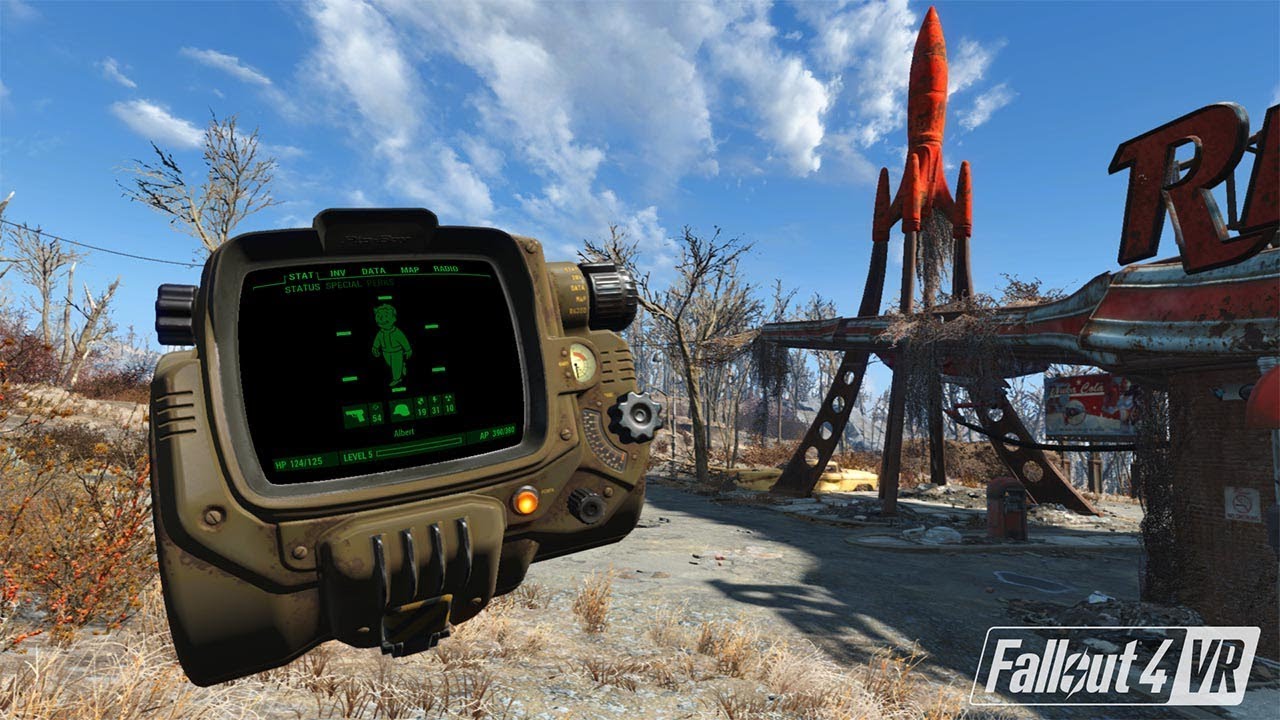 Fallout VR view of the Pip Boy