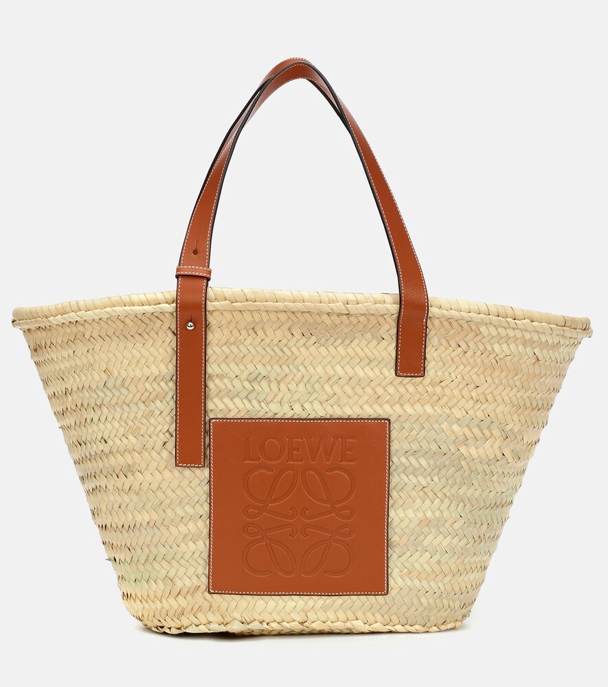 Large Leather-Trimmed Basket Tote