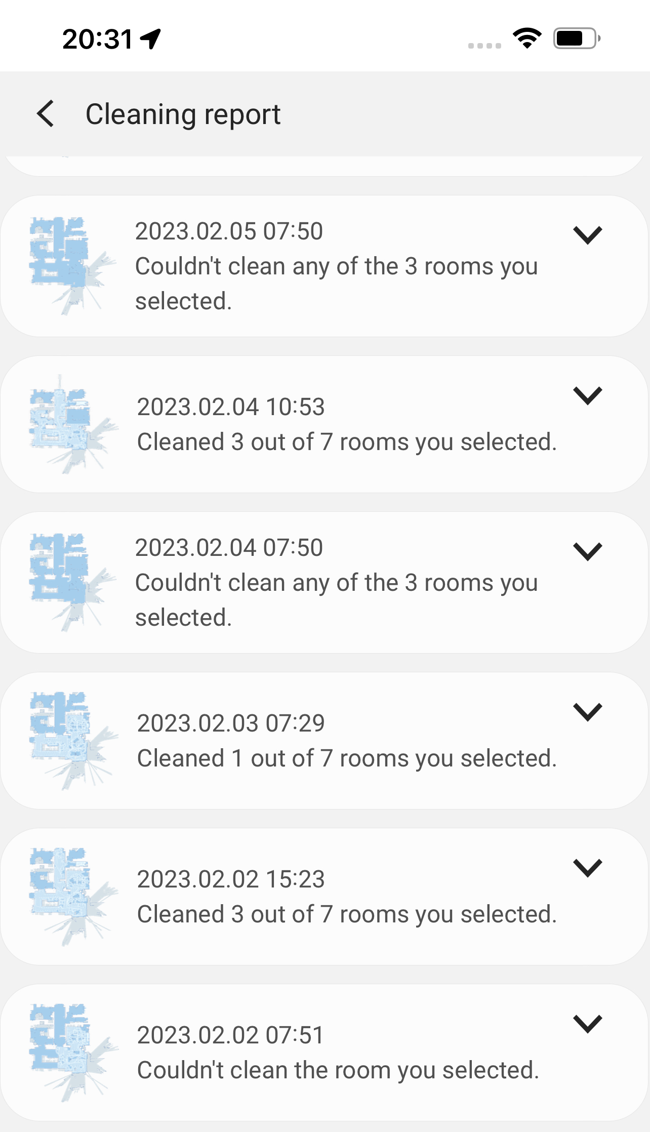 App cleaning report