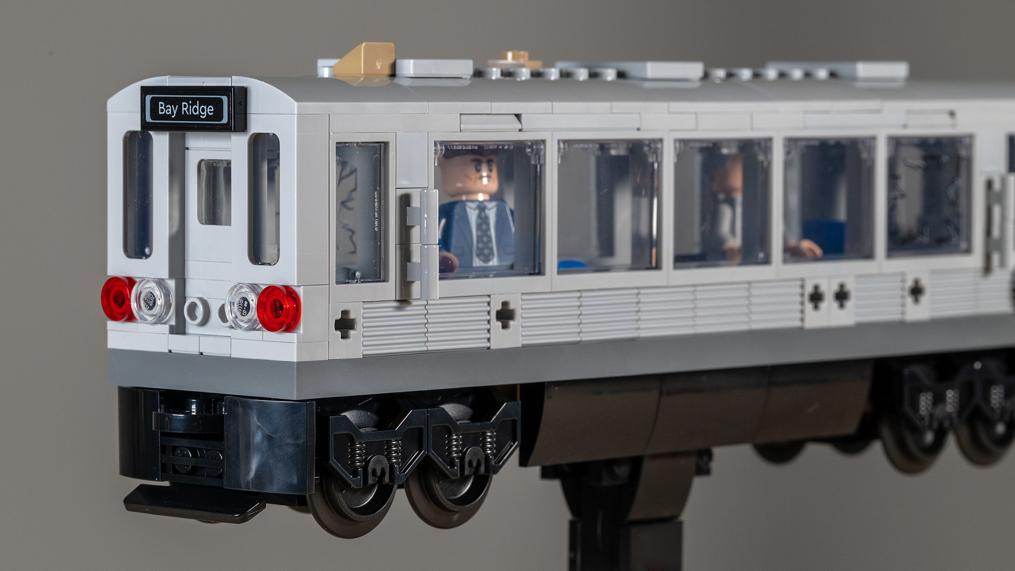 Lego Spider-Man vs. Doc Ock Subway Train Scene (76321) close-up of train 3/4 view