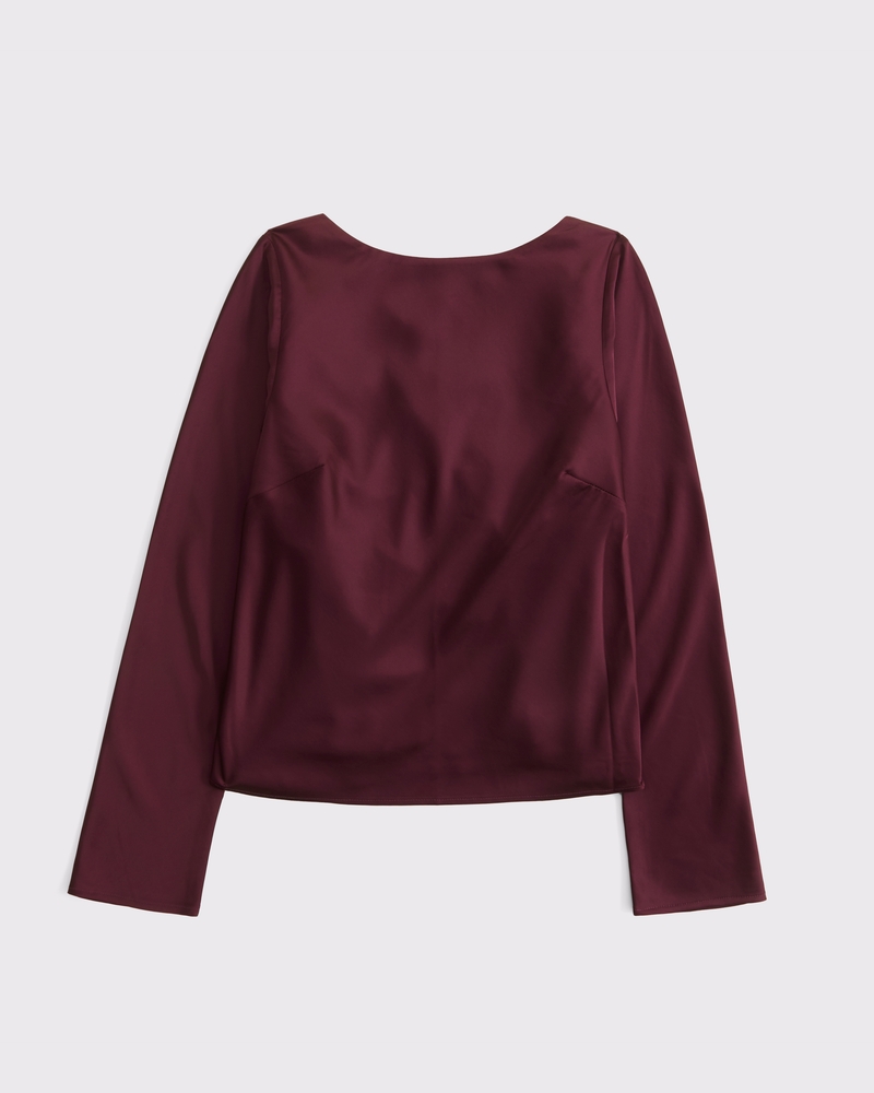 Long-sleeved satin back top