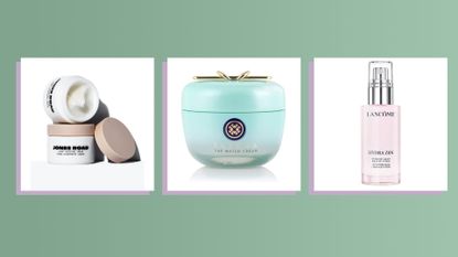 best lightweight moisturizers collage of three products by tatcha glow recipe and lancome