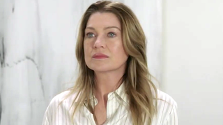 Meredith Grey looks surprised on Grey's Anatomy