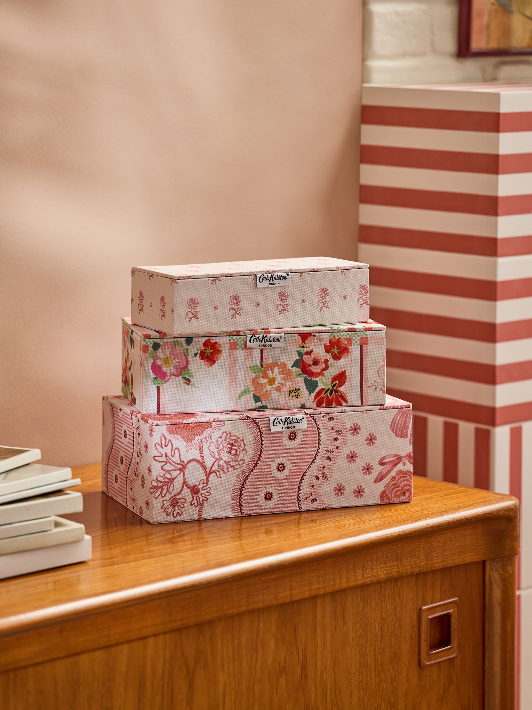 Cath Kidston Set of 3 Pink Storage Boxes - Size One