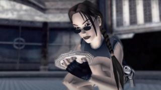 Lara Croft holds Kurtis Trent's knives in Tomb Raider: The Angel of Darkness, pondering his fate