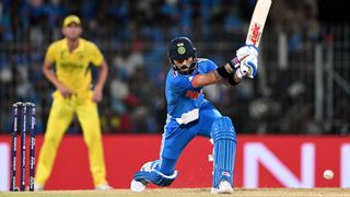Virat Kohli of India plays a shot against Australia at the ICC World Cup 2023