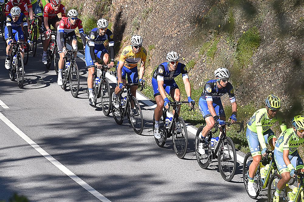 Eticc-QuickStep protect race leader Tony Martin during stage 4.