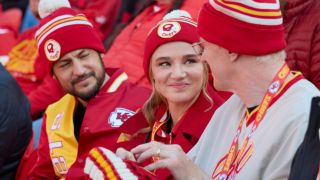 Tyler Hynes and Hunter King star in Holiday Touchdown: A Chiefs Love Story on Hallmark.