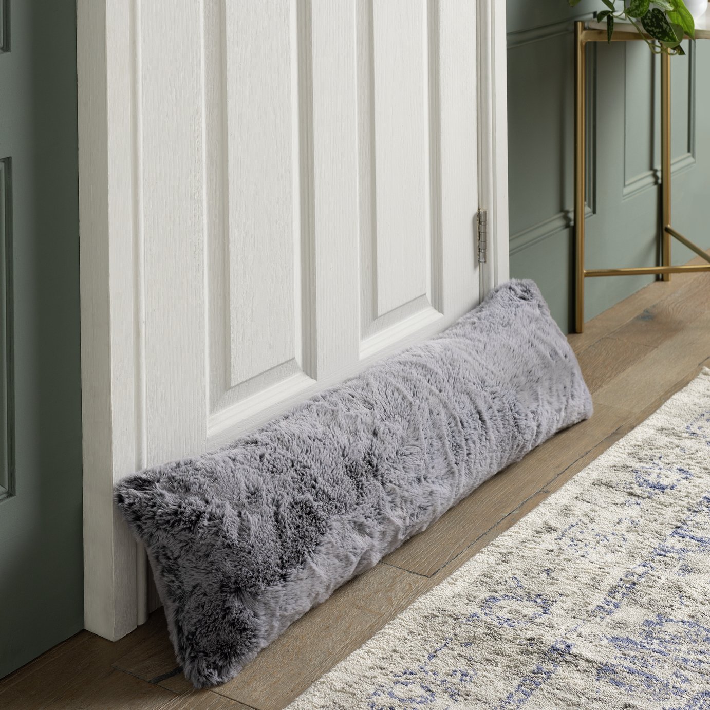 Habitat Faux Fur Tipped Draught Excluder - Grey