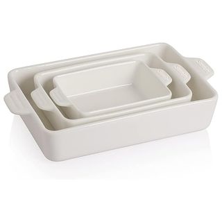 Sweejar Home Ceramic Bakeware Set, Rectangular Baking Dish Lasagna Pans for Cooking, Kitchen, Cake Dinner, Banquet and Daily Use, 30 X 20 X 7 Cm of Casserole Dishes (white)