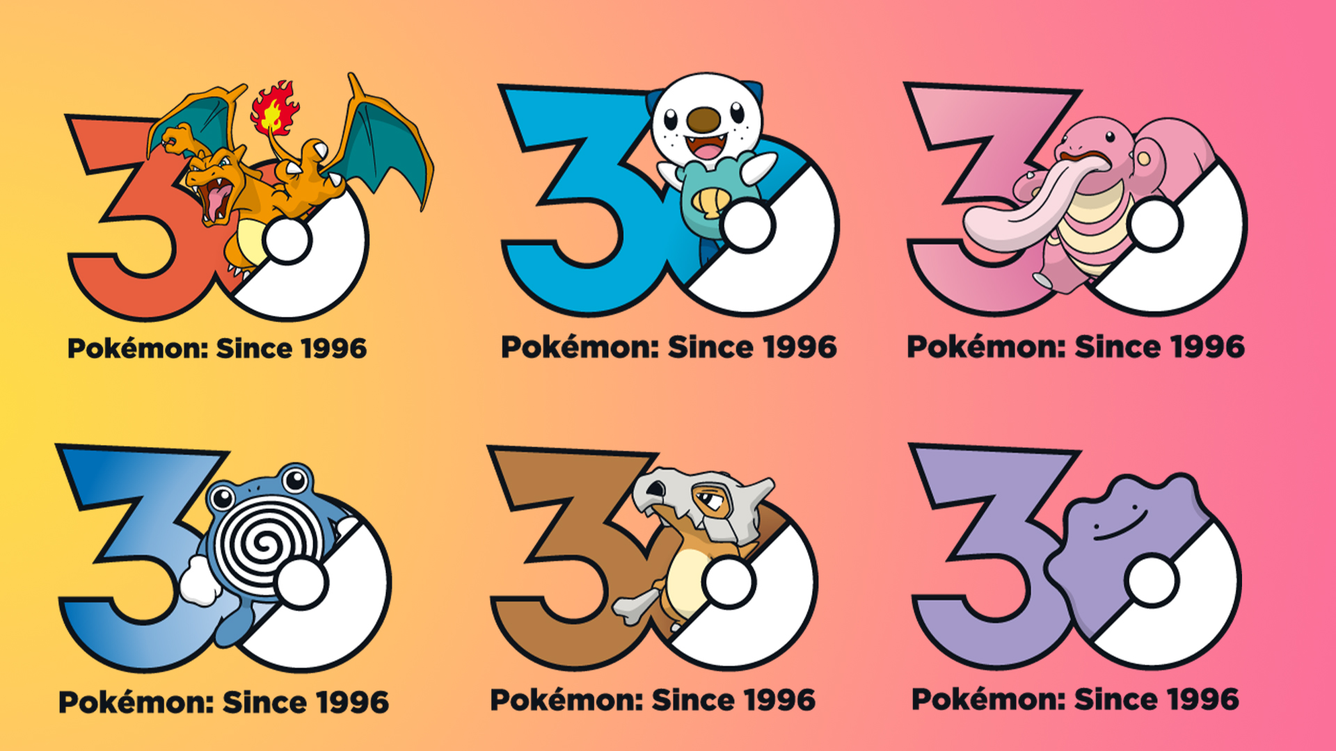 A selection of the new 30th Anniversary Pok&amp;eacute;mon logos