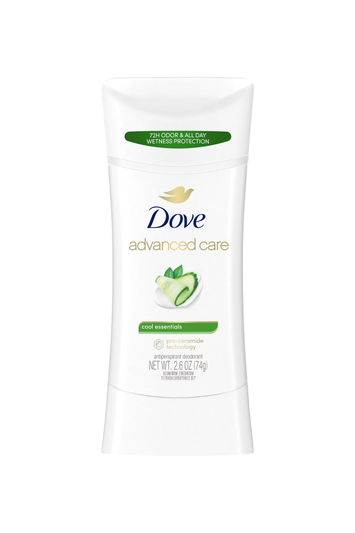 A tube of Dove Advanced Care deodorant.