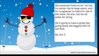 Cartoon snowman with red hat