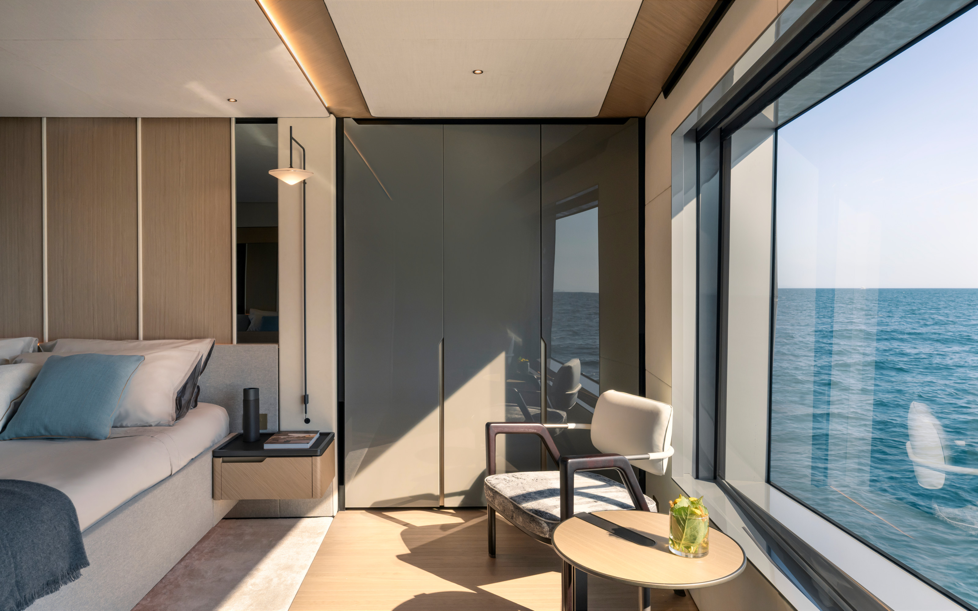The owner's suite aboard Azimut's 38m Grande Trideck