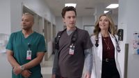 JD, Turk and Elliot in hospital hallway in Scrubs revival