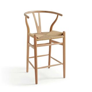 wood and rattan bar stool