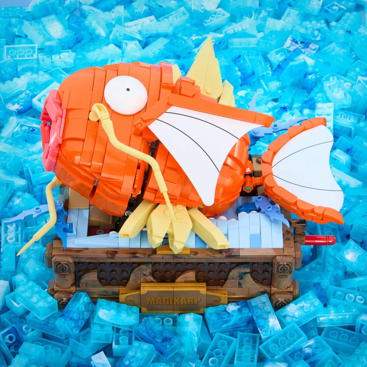 Mega Magicarp set on a wave of blue bricks