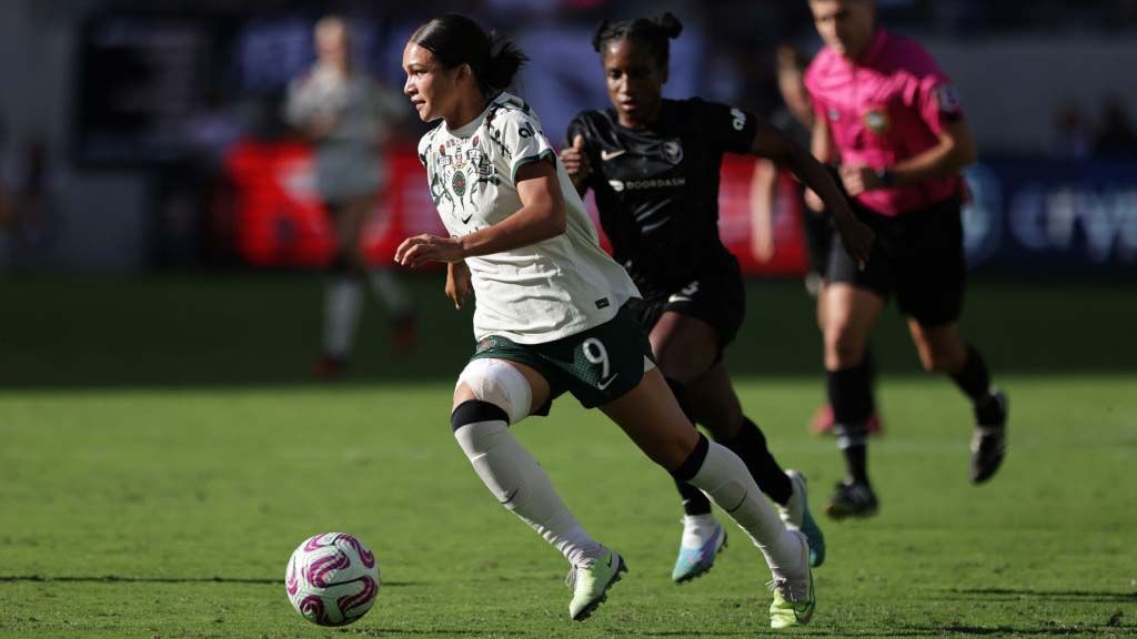 An NWSL game between Portland Thorns FC and Angel City FC. 