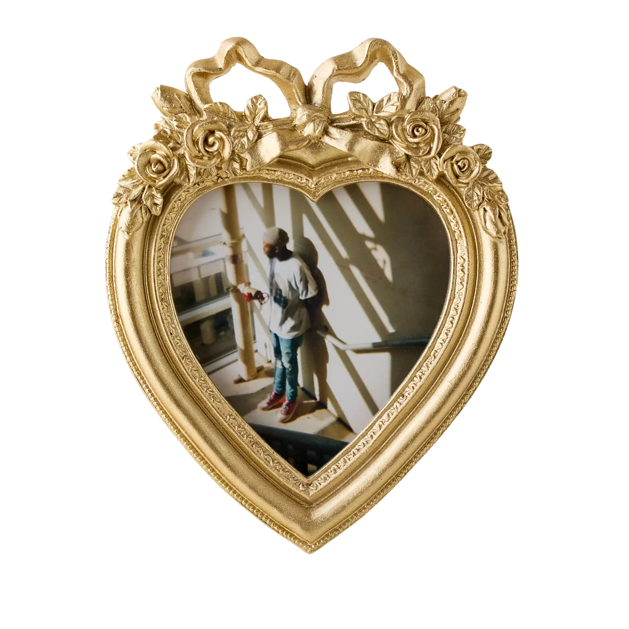 a heart shaped picture frame
