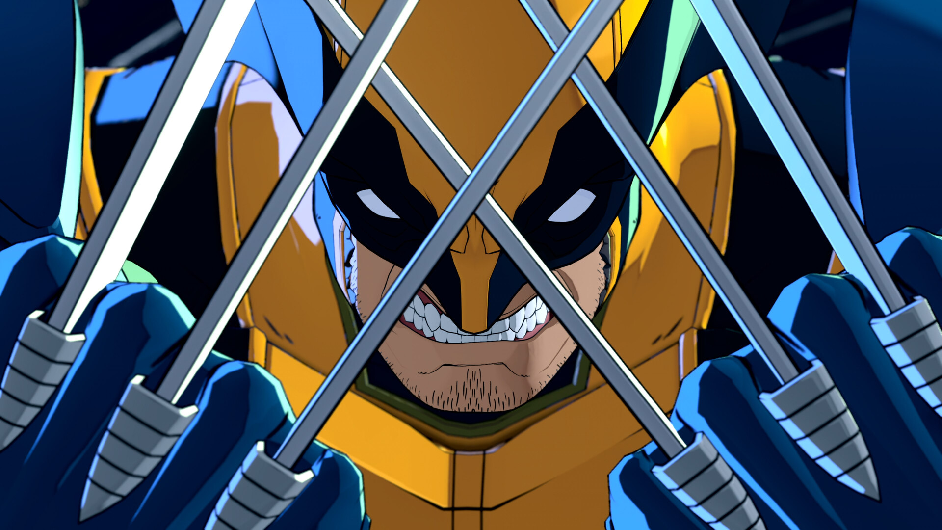 Marvel Tōkon: A close-up of Wolverine gritting his teeth with his claws raised in front of his face.