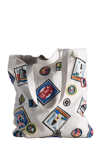 Anthropologie, Graphic Beaded Canvas Tote Bag