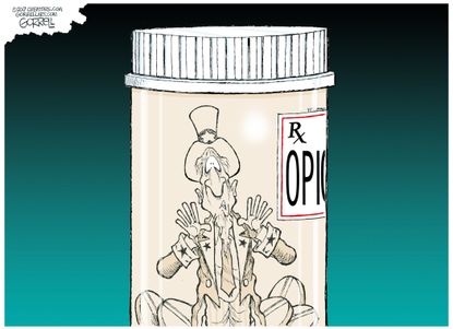 Political cartoon U.S. opioids crisis