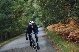 Image shows a person training in the winter.