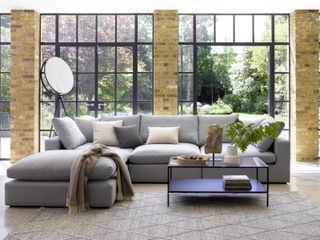 grey sofa in a living room