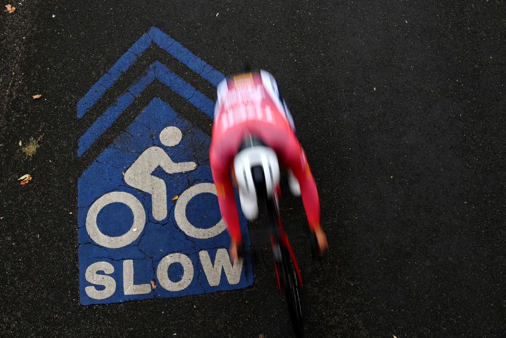 ADELAIDE AUSTRALIA JANUARY 17 Lennard Hofstede of The Netherlands and Team JumboVisma sprints during the 23rd Santos Tour Down Under 2023 Prologue a 55km individual time trial stage from River Torrens Karrawirra Parri Adelaide CBD to River Torrens Karrawirra Parri Adelaide CBD TourDownUnder WorldTour on January 17 2023 in Adelaide Australia Photo by Tim de WaeleGetty Images