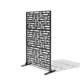 black privacy screen with geometric motif