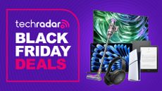 Collage of Black Friday deals tech including Samsung TV, Kindle Paperwhite, Dyson vacuum, Bose headphones, MacBook and PS5