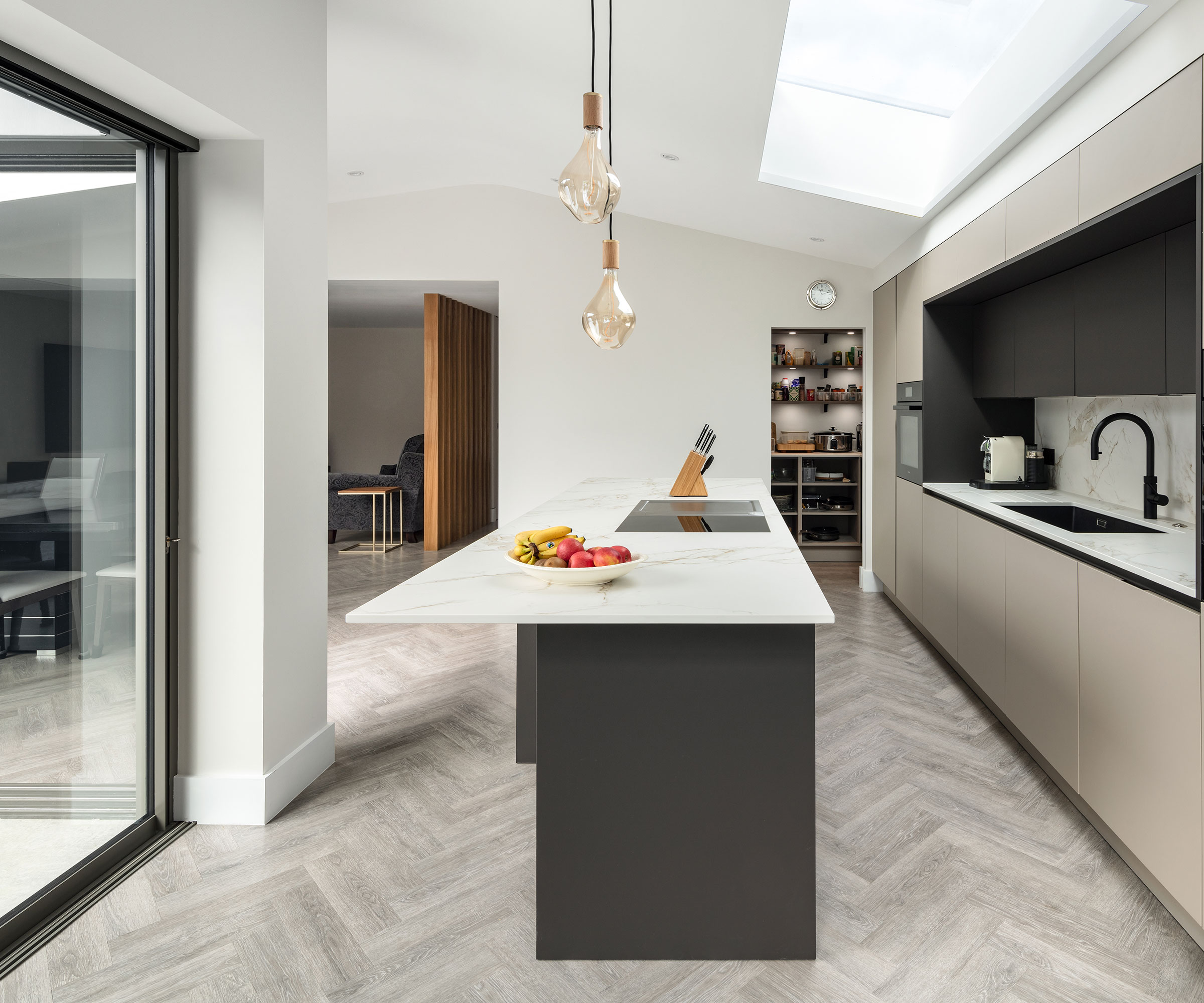 modern grey and white kitchen extension