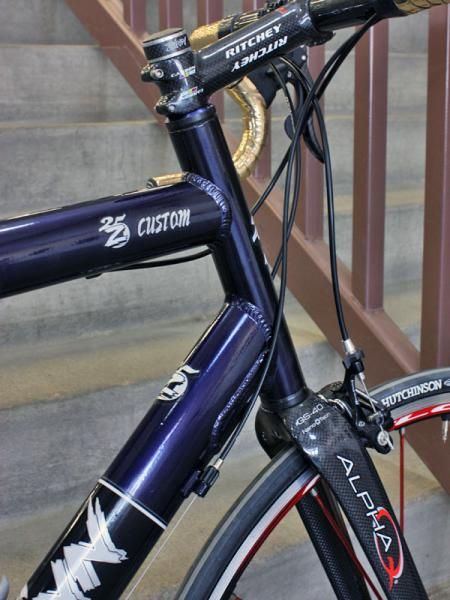 The monstrous magnesium tubing is reinforced with a gusset behind the head tube.