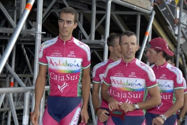 Antonio Piedra (Andaluc&iacute;a-Cajasur) on stage for the Vuelta presentation.