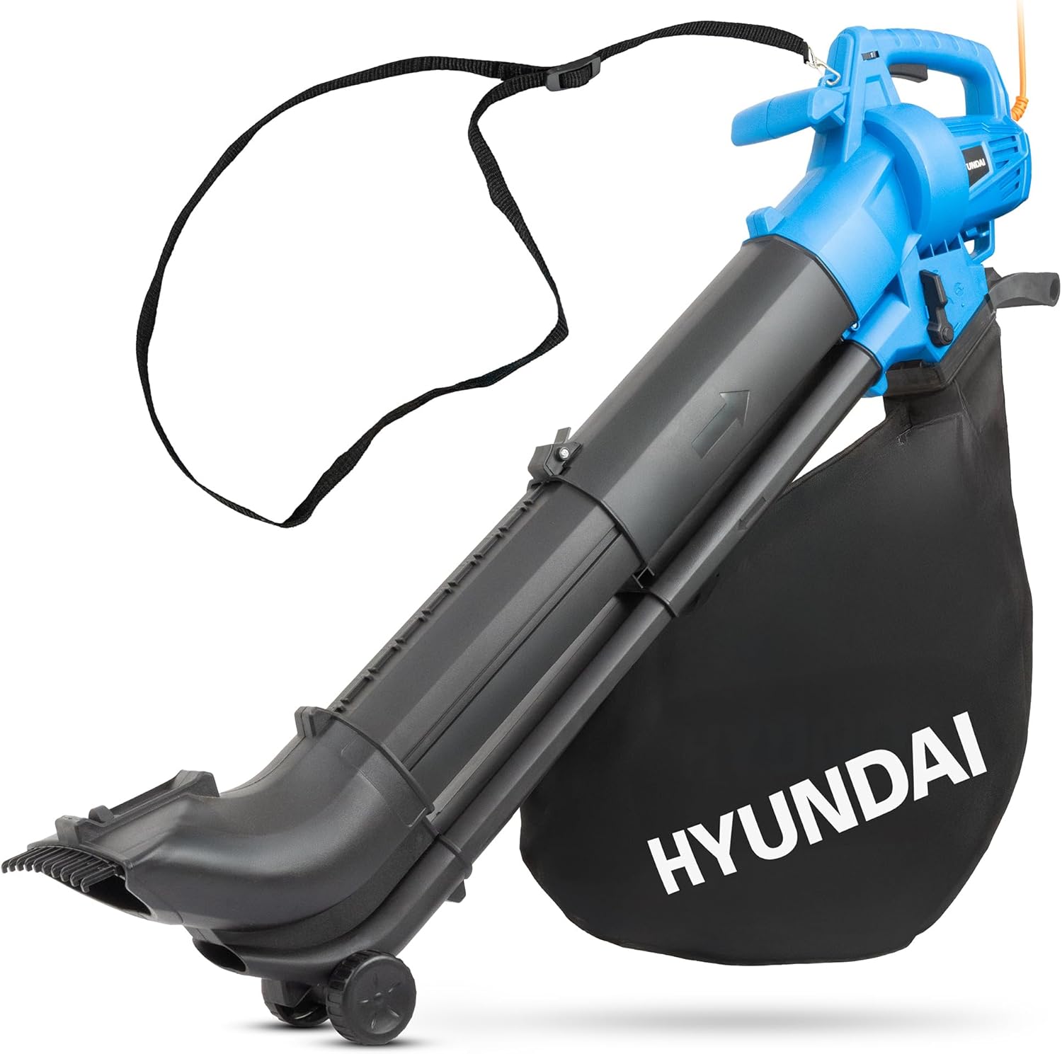 Hyundai 3000w Leaf Blower, Garden Vacuum &amp;amp; Mulcher, 45l Bag, 12m Cable, Variable Airspeed 62&amp;ndash;170mph, Lightweight Electric Garden Tool &amp;ndash; Blue