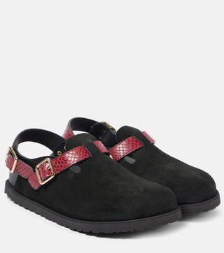 Tokio Snake-Effect Suede Clogs