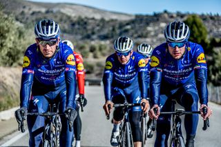 Sam Bennett (right) with his Deceuninck-QuickStep teammates