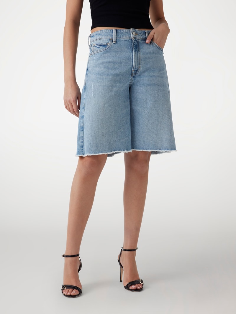 Wide-Leg Denim Shorts