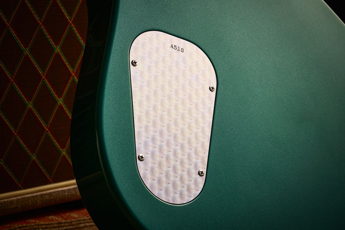 A photo showing a detail of the Powers Electric A-type electric guitar