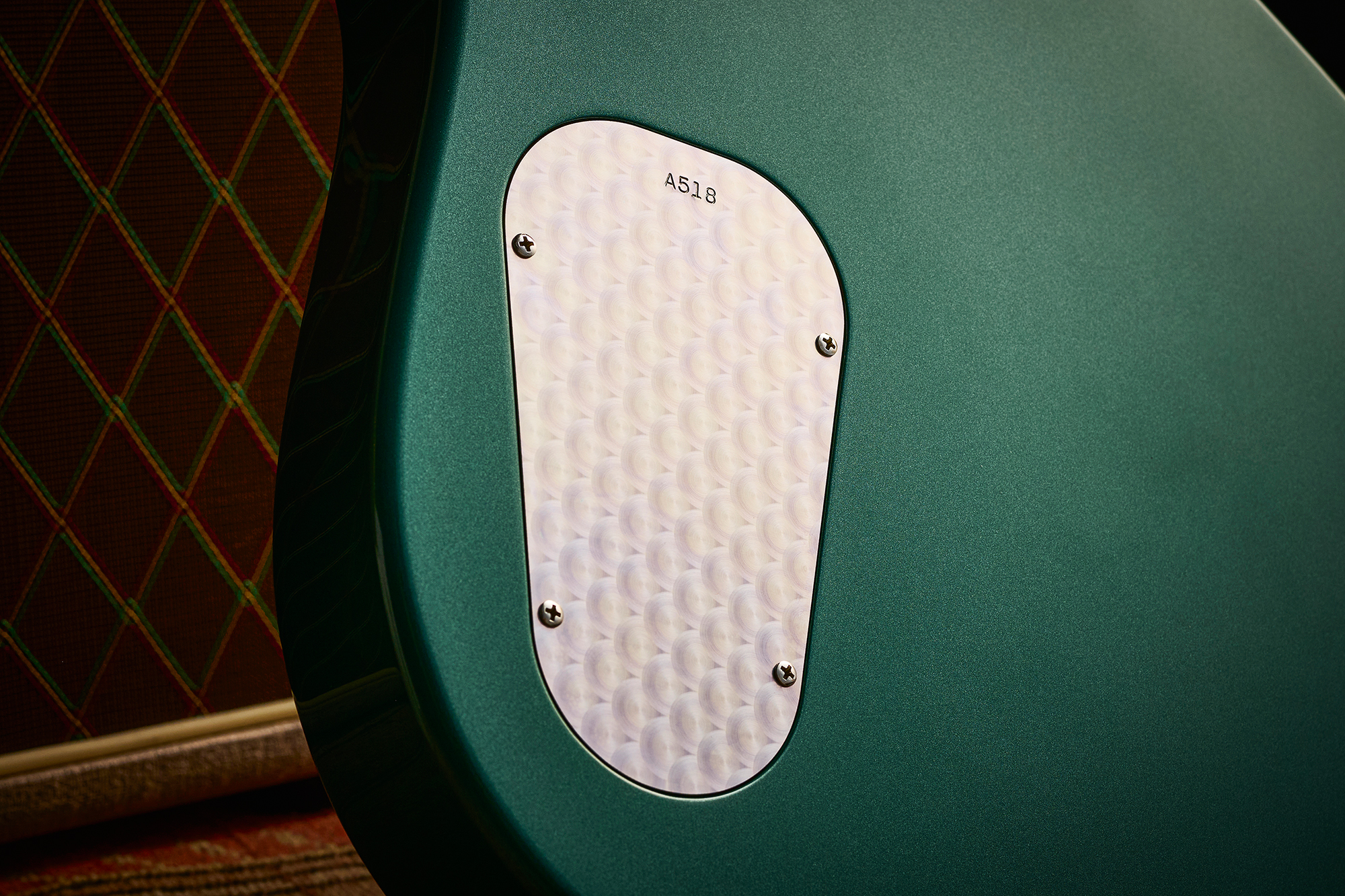 A photo showing a detail of the Powers Electric A-type electric guitar