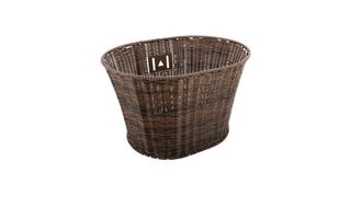 Basket, Wicker, Brown, Storage basket, Beige, Laundry basket, Oval, Bicycle accessory, Waste container, Home accessories,