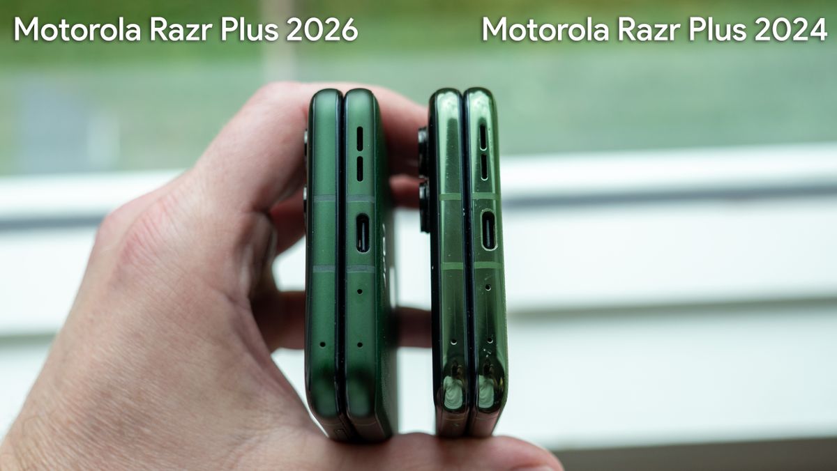 The Motorola Razr Plus 2026's bottom compared to the Motorola Razr Plus 2024