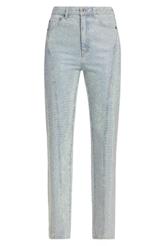 Self-Portrait Rhinestone-Embellished Straight-Leg Jeans (Were $555) 